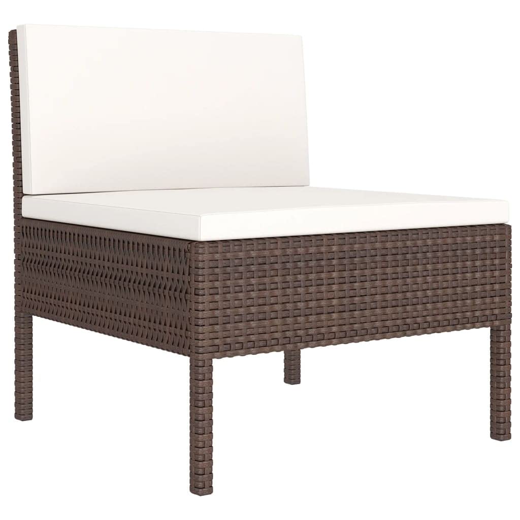 vidaXL 6-Piece Poly Rattan Patio Lounge Set with Comfortable Cushions - Weather-Resistant Outdoor Furniture in Brown/Cream White - Perfect for Garden, Poolside & Backyard Relaxation