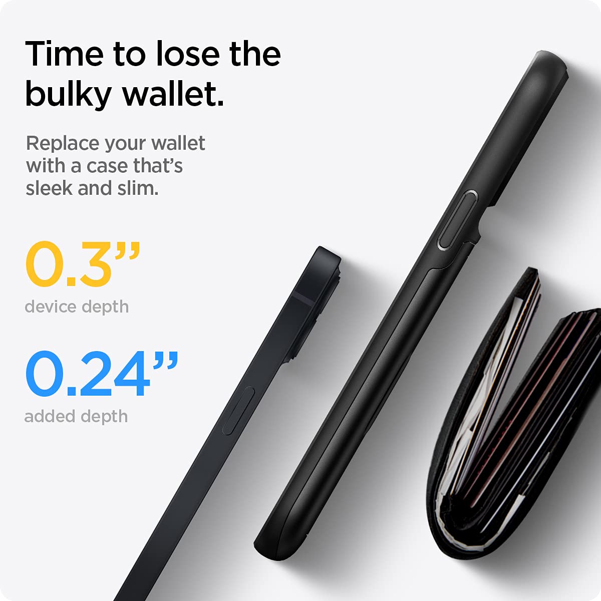 Spigen Slim Armor CS iPhone 13 Case (2021) - Protective & Slim Design with Card Slot | Perfect for Everyday Use & Travel | Black