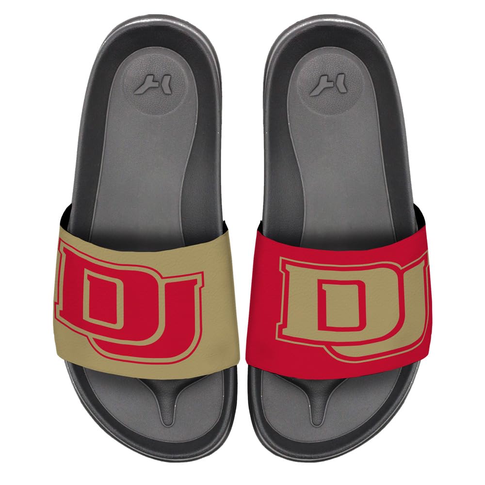 **Officially Licensed Hypd Slydr Switch™ University of Denver Split Primary Two-Tone Unisex Slides – Adjustable Comfort Sandals for Men & Women – Perfect for Beach, Pool, and Casual Wear**
