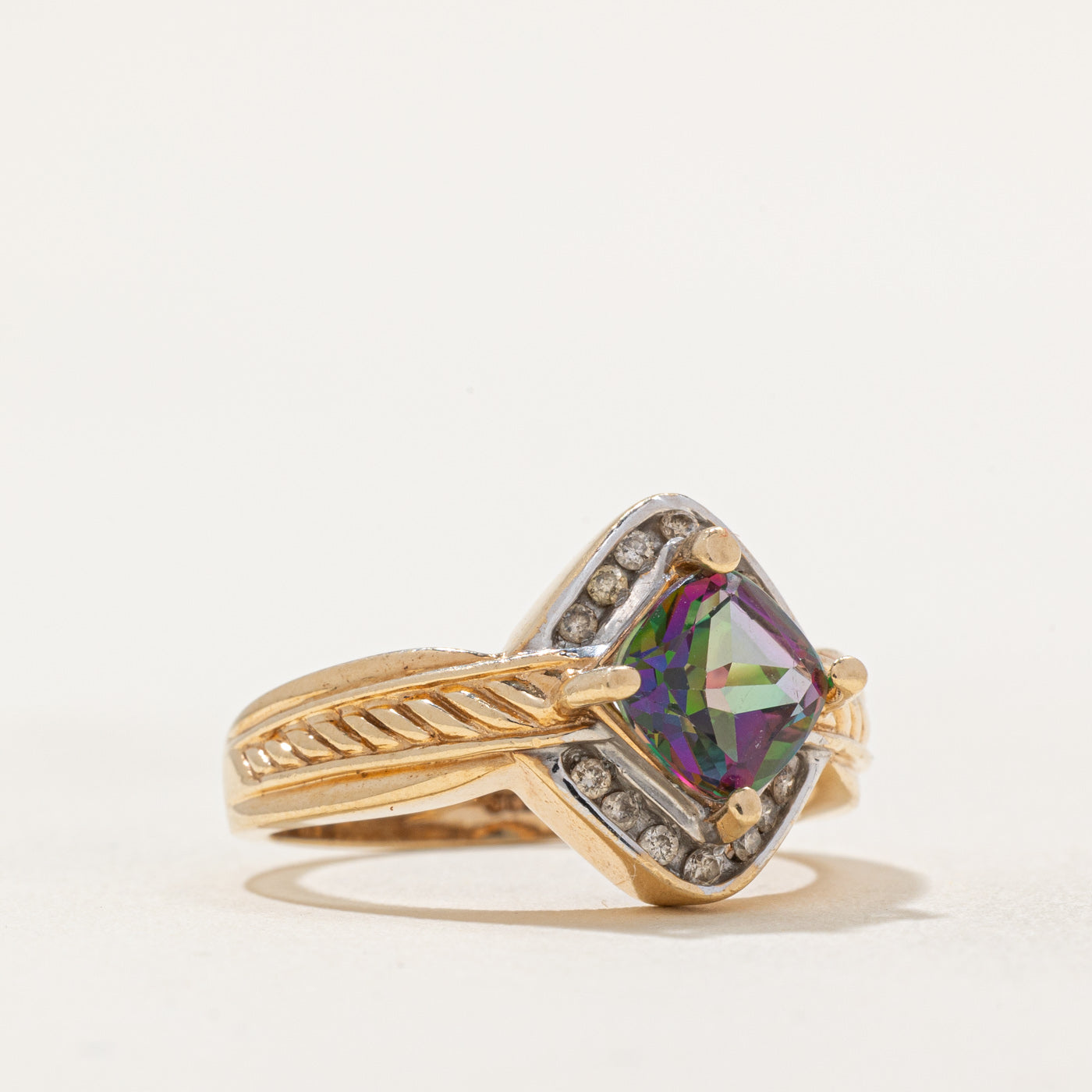 2.00ct Mystic Topaz & 0.14ct Diamond Cocktail Ring - Size 8 | Elegant Evening Party Jewelry for Women | Perfect for Weddings, Anniversaries & Special Occasions