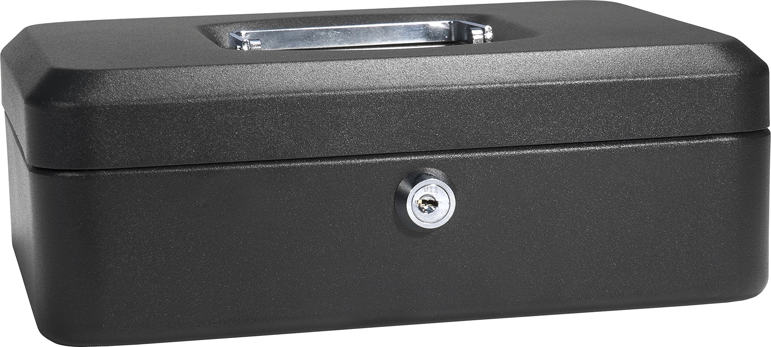 BARSKA 10-Inch Black Cash Box with Key Lock - Secure Money Storage for Home, Office, Retail & Small Business Use
