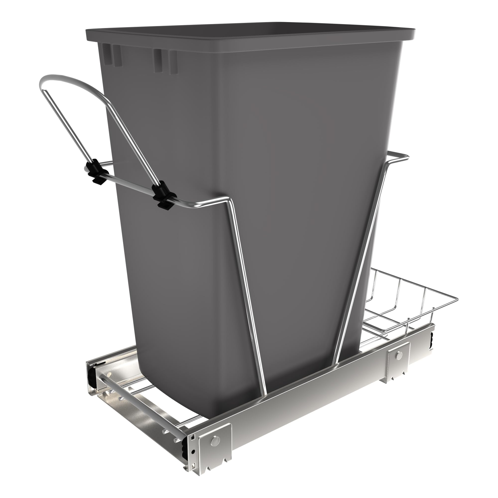 Rev-A-Shelf 35 Qt Pull-Out Trash Can for Kitchen Cabinets - Full Extension Slides, Waste & Recycling Bin, Orion Gray (RV-12KD-13C-S) - Perfect for Under-Sink Organization & Eco-Friendly Homes