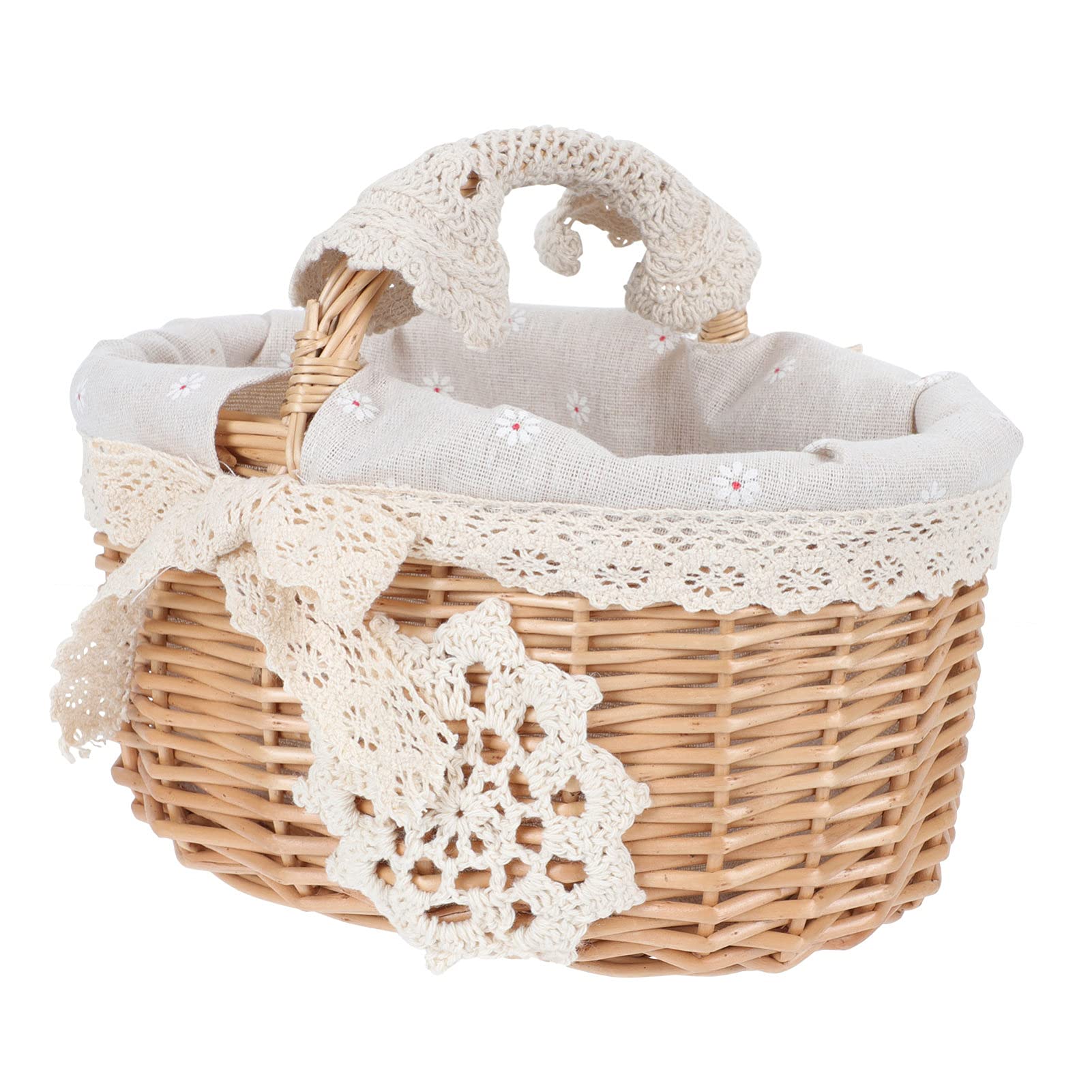 Cabilock Woven Picnic Basket with Cloth Liner - Large Storage Basket for Kitchen, Vegetables, Snacks & Household Items - Perfect for Picnics, Parties & Home Organization