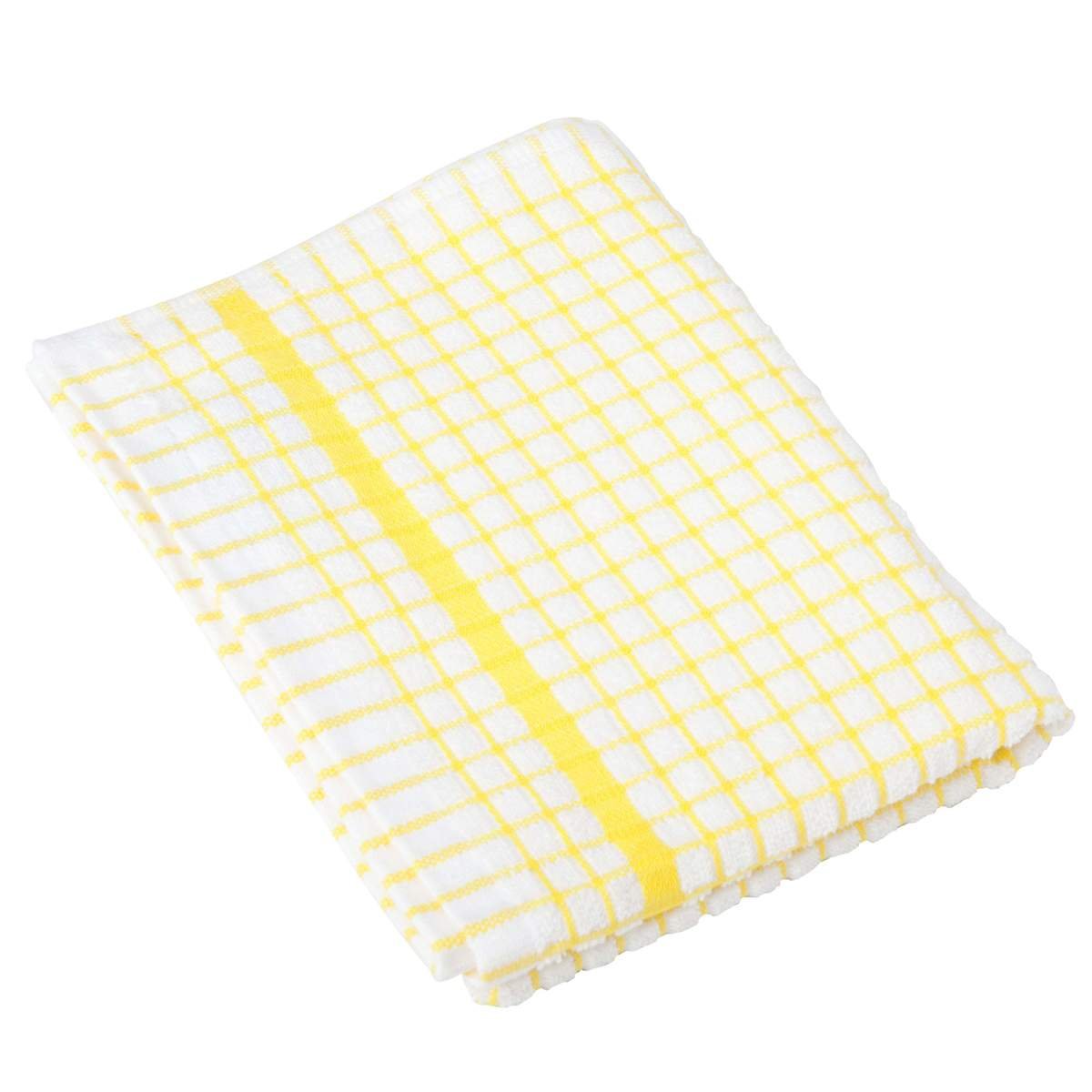 Lamont 12-Pack Original Poli-Check Tea Towels - Super Absorbent Kitchen Dish Towels for Drying Dishes & Cleaning (Yellow) - Perfect for Kitchen, Restaurant & Household Use
