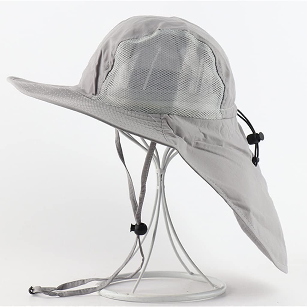 Waterproof UV Protection Bucket Hat for Women & Men - Wide Brim Sun Hat with Neck Flap & Mesh Breathable Design (54-60cm, Gray) - Perfect for Fishing, Hiking, Beach & Outdoor Activities