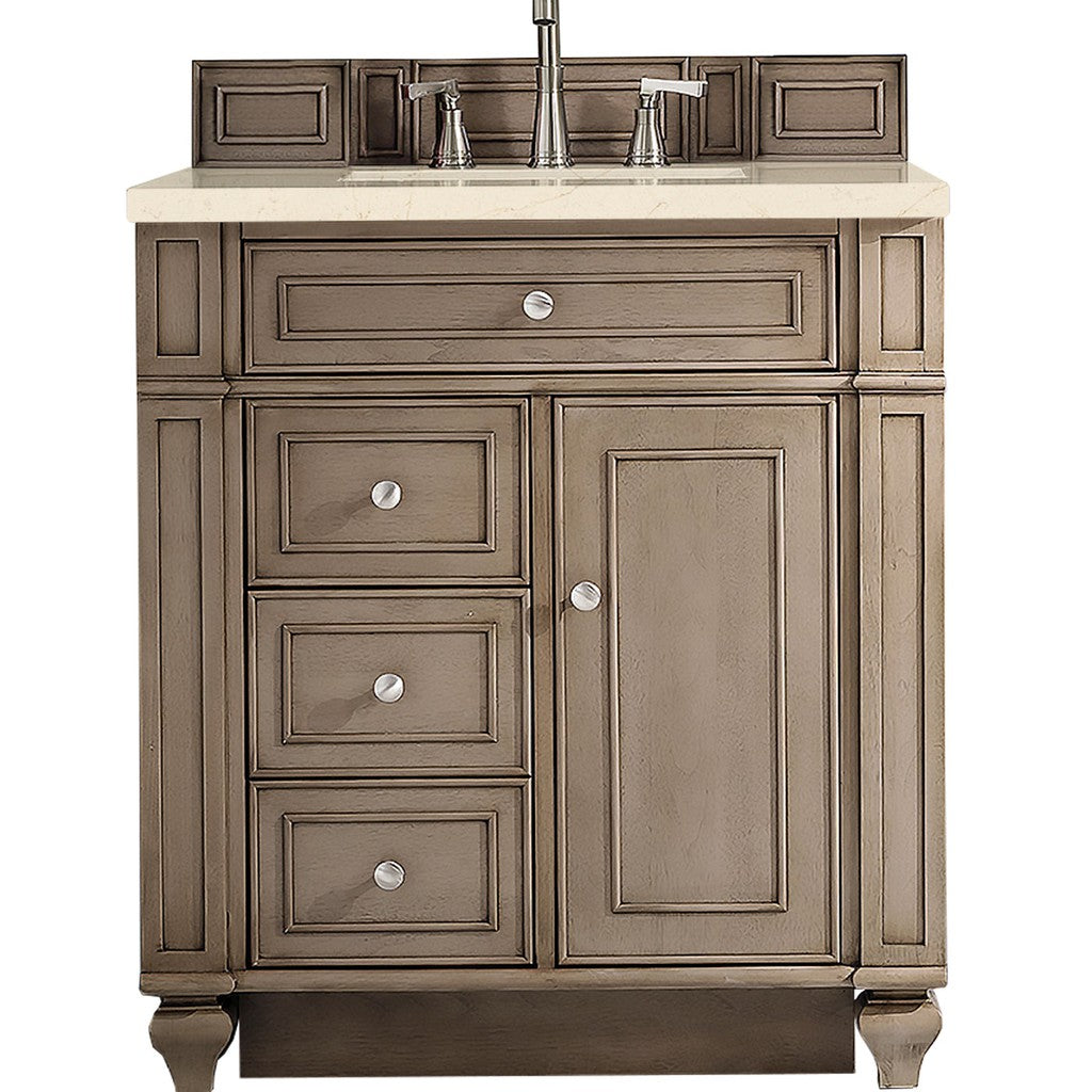 James Martin Vanities Bristol Collection 30-Inch Single Bathroom Vanity in Whitewashed Walnut with Countertop Options - Perfect for Modern Bathroom Remodeling and Home Renovation Projects