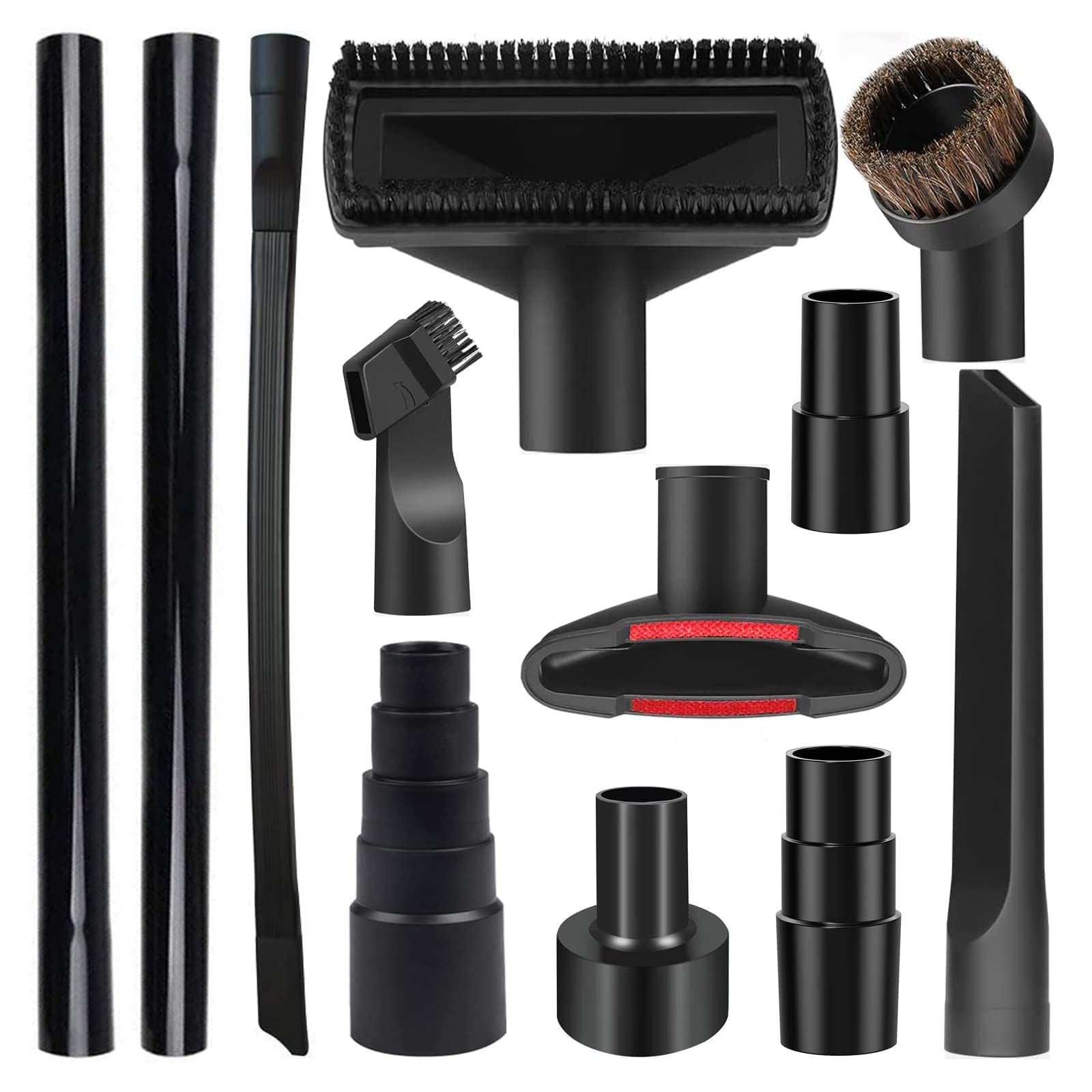 12PCS Universal Vacuum Attachment Kit - Wet/Dry Plastic Hose Adapter 1-1/4