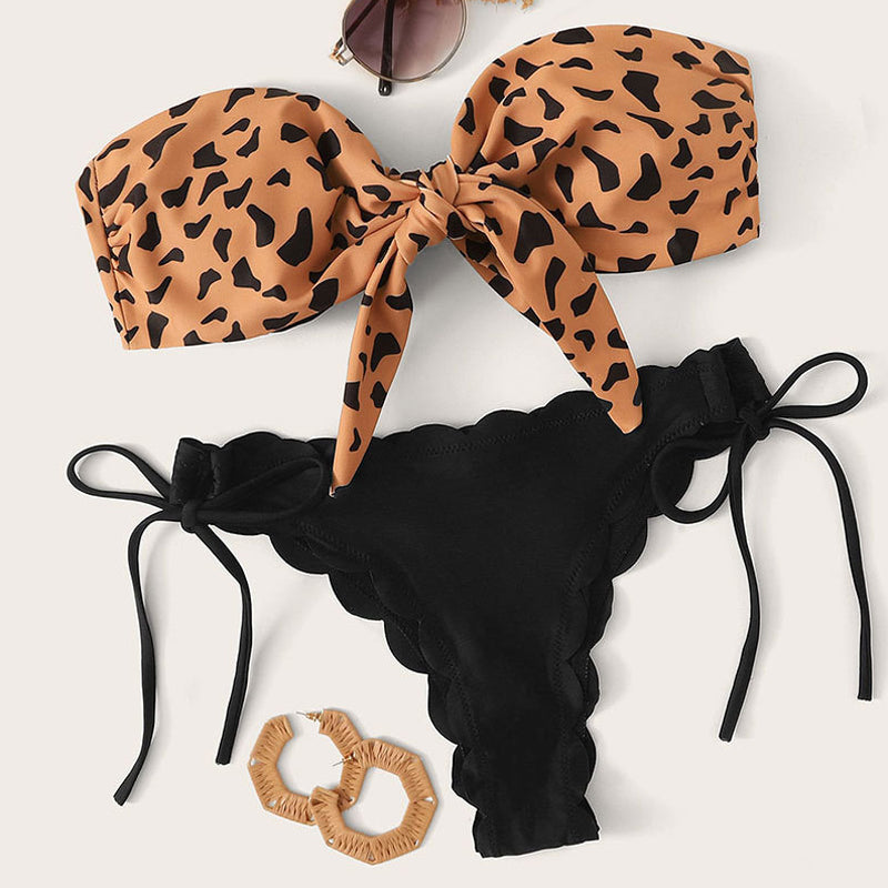 Leopard Print Two-Piece Swimsuit for Women - Sexy Bikini Set for Beach, Pool & Summer Vacation | High Waisted & Adjustable Straps