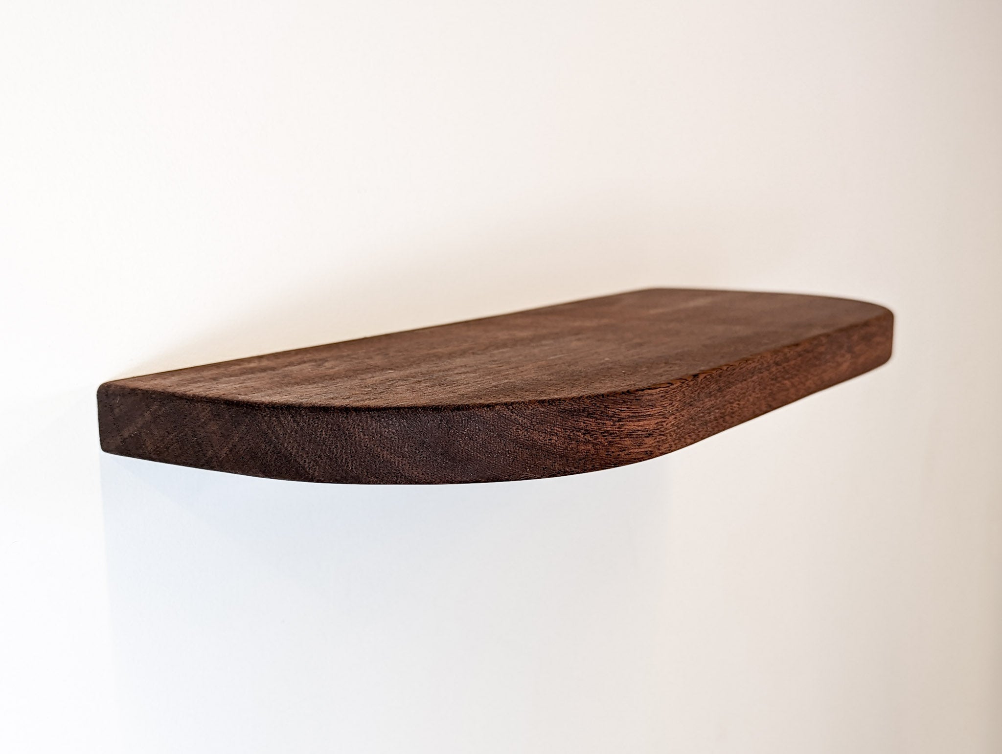 Stylish Thin Mahogany Floating Shelf with Rounded Corners - Perfect for Bathroom, Bedroom & Living Room Wall Decor | Space-Saving Storage Solution