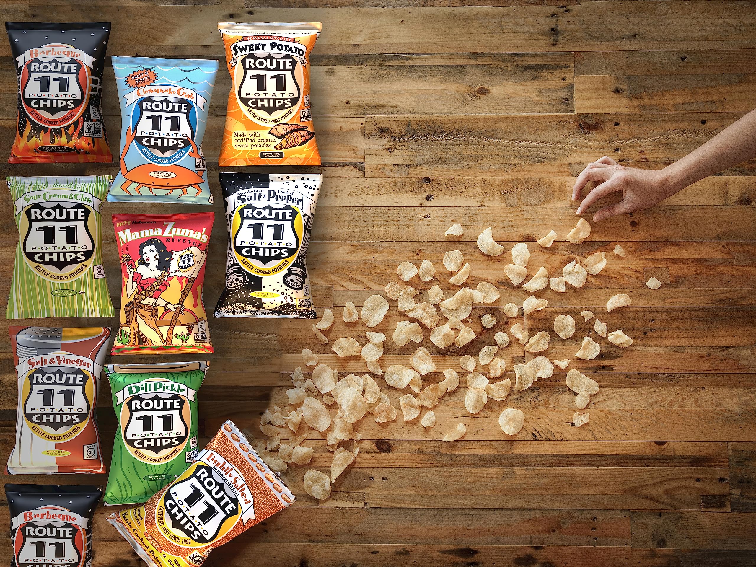 Route 11 Salt & Pepper Potato Chips - 30 Pack (1 oz Each) | Crunchy Snacks for Parties, Picnics & Office Break Time