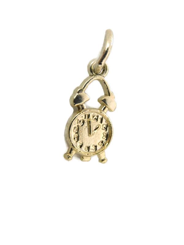 14K Yellow Gold Alarm Clock Charm Pendant - Elegant Jewelry Gift for Women, Perfect for Necklaces & Bracelets - Ideal for Birthdays, Anniversaries & Special Occasions