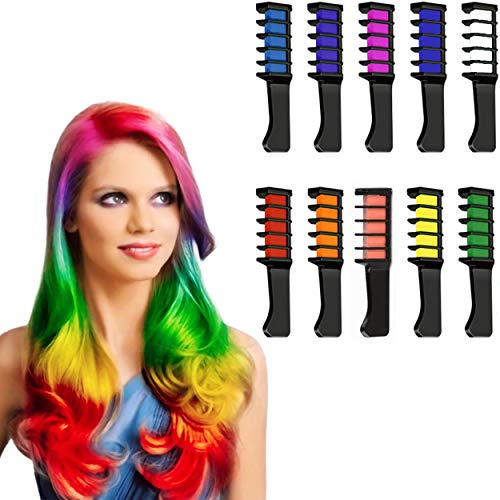 10PCS Washable Temporary Hair Color Chalk - Non-Toxic Hair Dye for Girls & Women, Perfect for Halloween Costumes, Parties & Festivals - Fun Hair Styling Accessory Gift Set