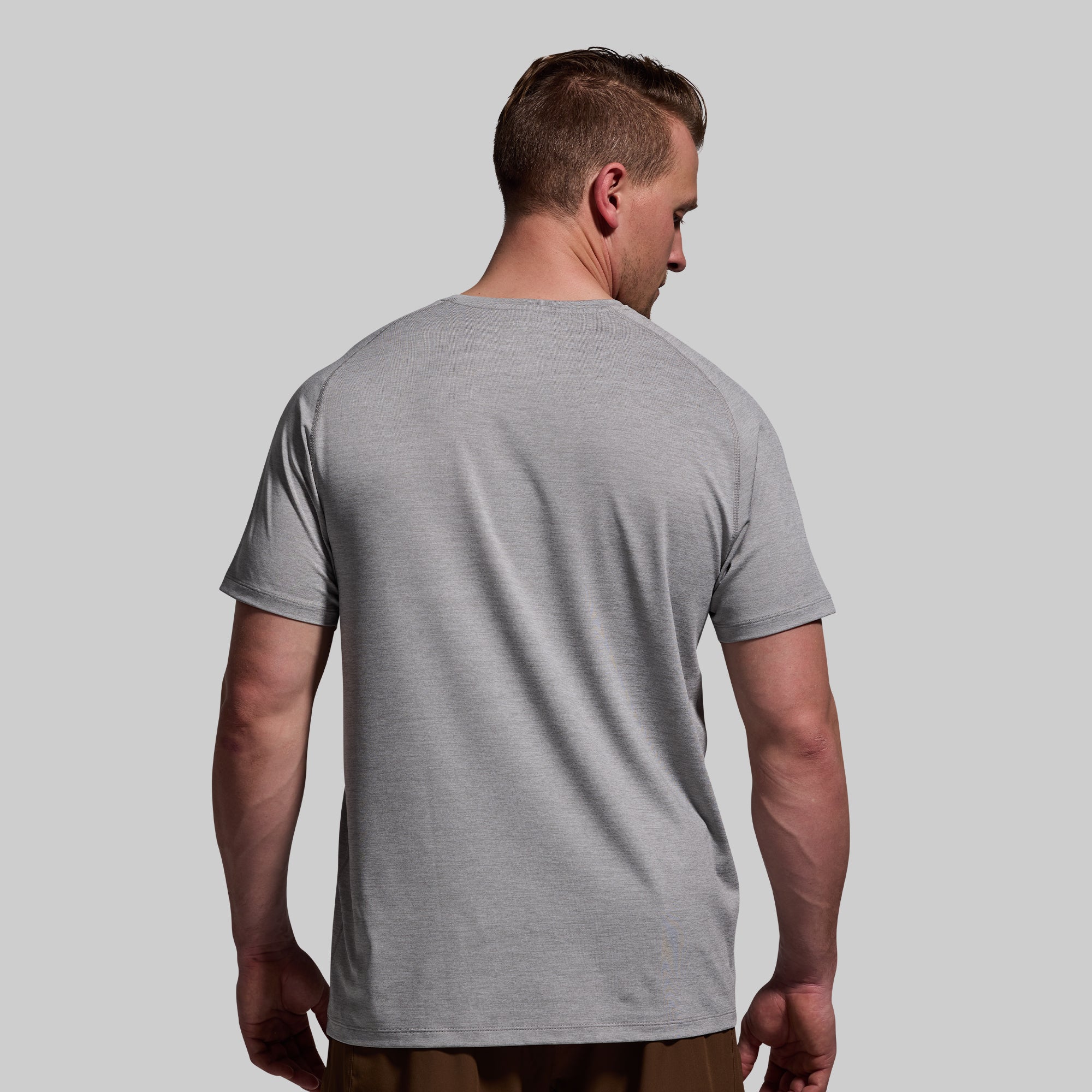 Men's Workout Training Tee - Light Heather Grey Performance T-Shirt for Gym & Running | Moisture Wicking Athletic Shirt