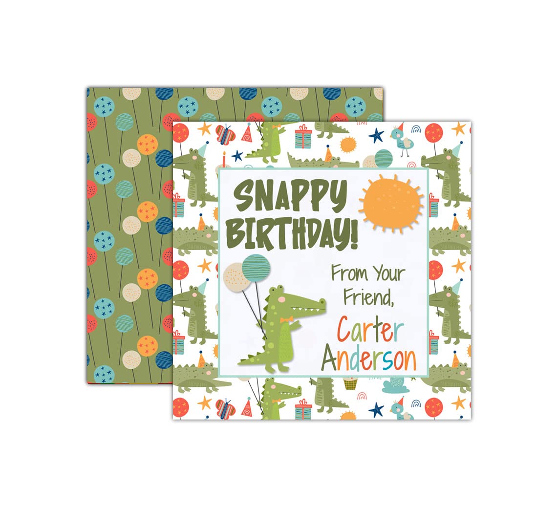 Custom Birthday Gift Tags & Funny Alligator Greeting Cards - Perfect for Party Favors, Invitations & Personalized Celebrations