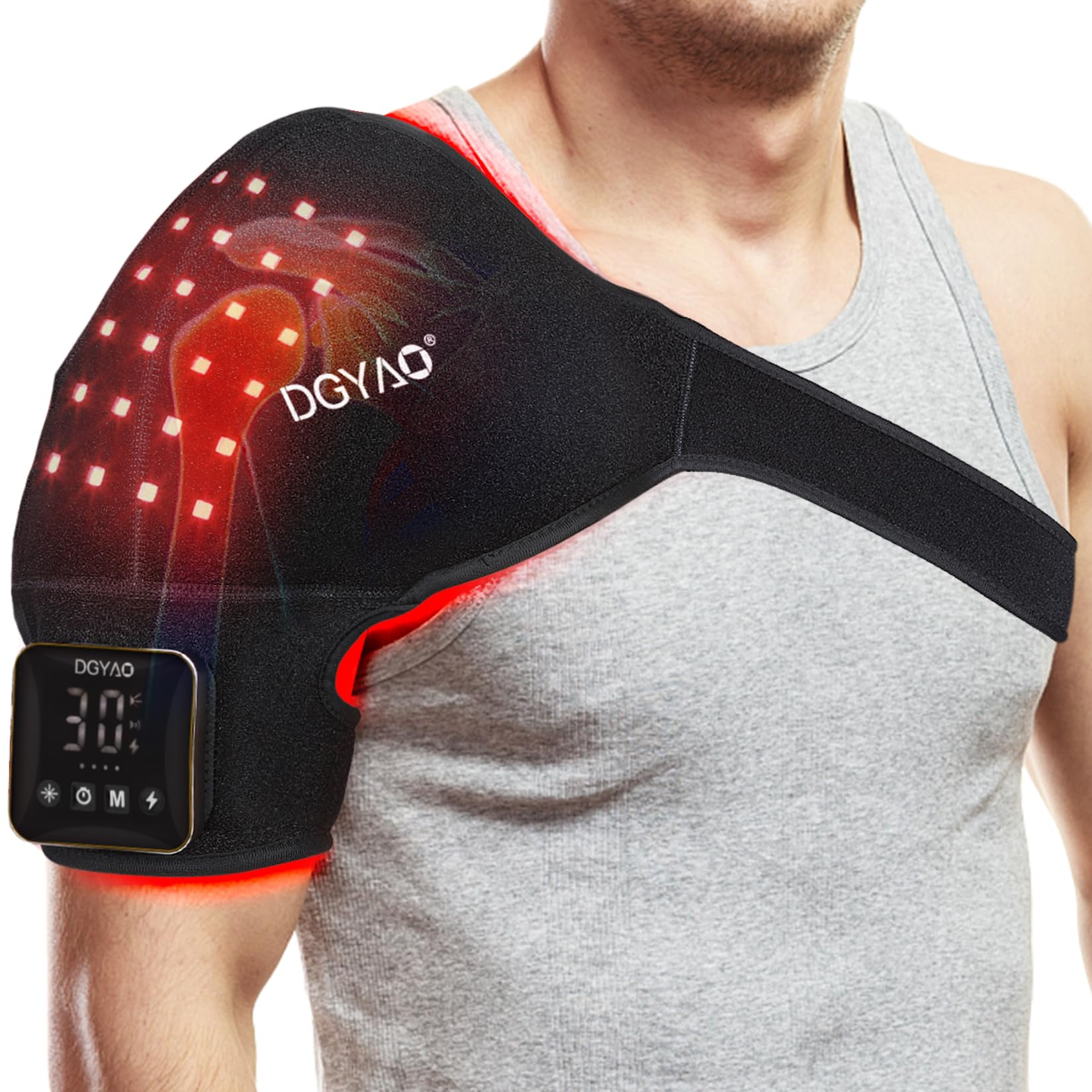 Portable Cordless Red Light Therapy Device for Shoulder Pain Relief - 4000mAh Battery Wireless Near Infrared Light Therapy Wrap for Arm, Body & Muscle Relaxation | Home Use, Post-Workout Recovery, Chronic Pain Treatment