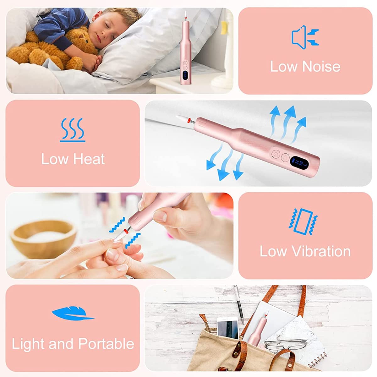 MAYCREATE® Professional Cordless Nail Drill Machine with 6 Drill Bits - Adjustable Speed Electric Manicure Pedicure Kit for Gel Nails, Nail Extensions & Salon Use - Perfect for Home Nail Care & Professional Salon Services