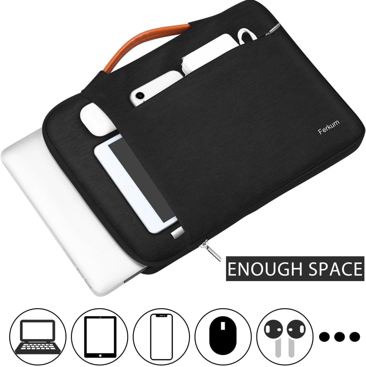 Ferkurn 15.6 Inch Waterproof Laptop Sleeve Case - Compatible with MacBook Air 15 M3/M2 (2023-2024), MacBook Pro 15/16 (2019-2023), HP Envy x360, Dell XPS 15, Lenovo & Asus - Perfect for Travel, Office & School Use