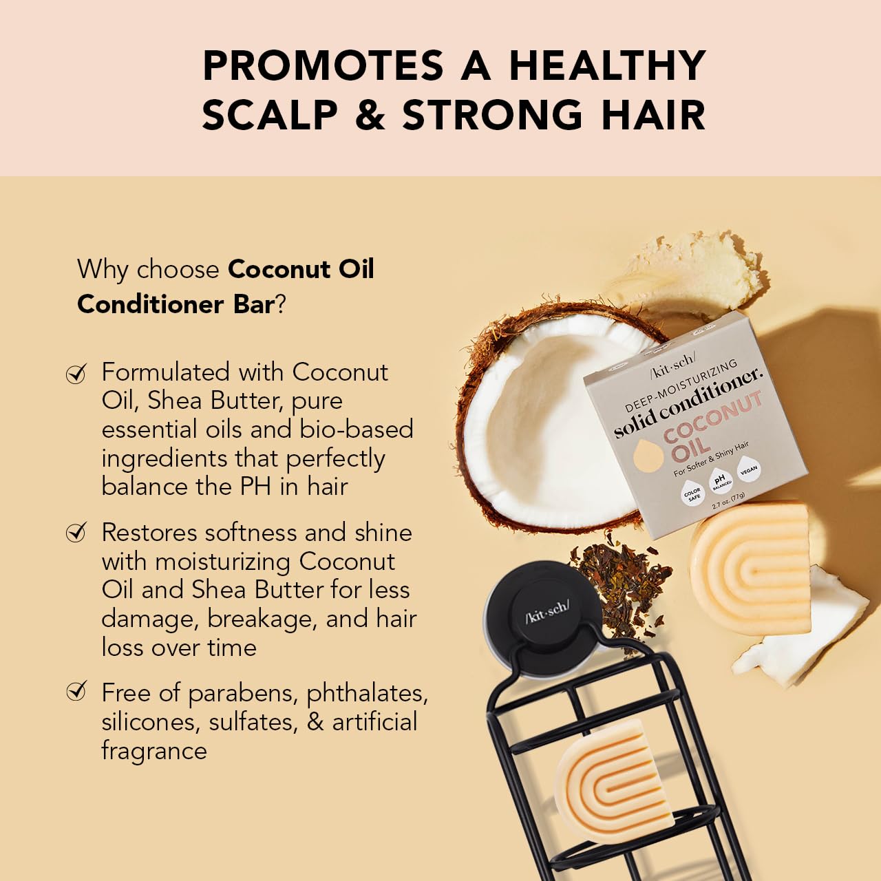 Organic Coconut Oil Conditioner Bar & Detoxifying Charcoal Body Wash Bar Set - Natural Hair and Skin Care for Dry Scalp & Acne - Eco-Friendly Travel Toiletries for Camping & Gym