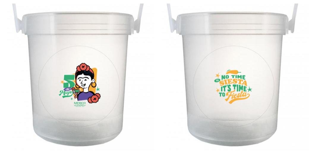 32 oz Plastic Rum Buckets with Custom Sticker - Perfect for Beach Parties, Tailgating & Tropical Themed Events