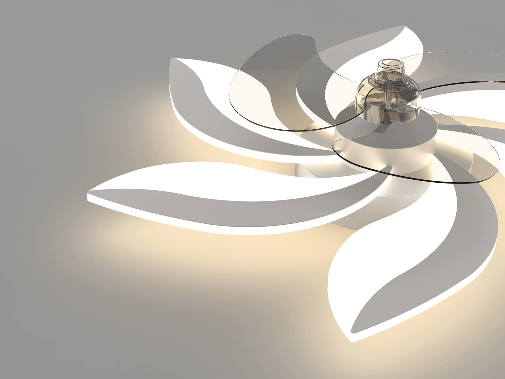 **6-Light LED Ceiling Fan with Remote Control - Dimmable Quiet Bedroom Fan & Light Fixture for Dining Room, Living Room, Bedroom - Modern White Design**