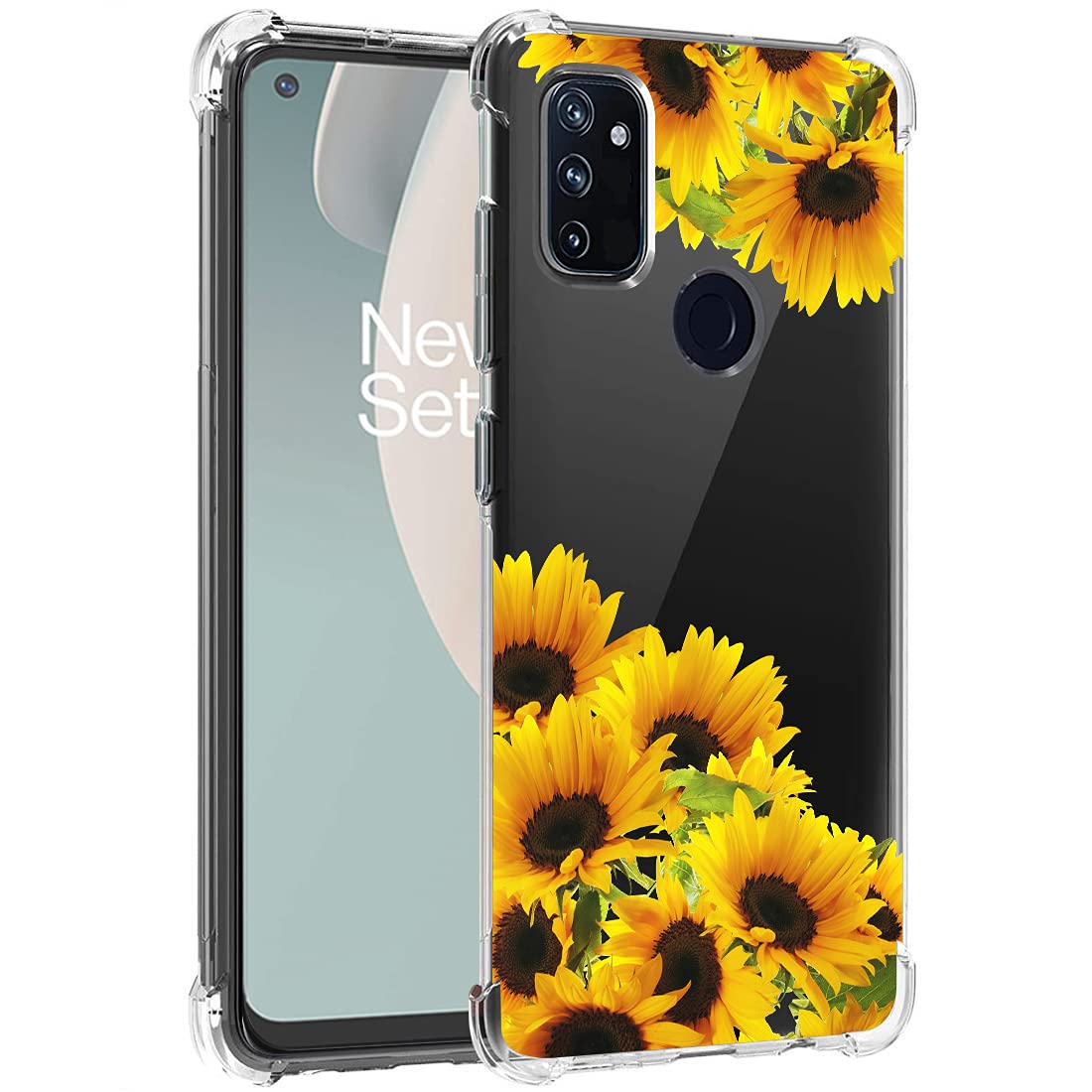 OnePlus Nord N100 Case - Cute Clear Slim Shockproof TPU Rubber Phone Cover with Sunflower Pattern for Girls & Women | Perfect for Everyday Use, Travel & Outdoor Activities