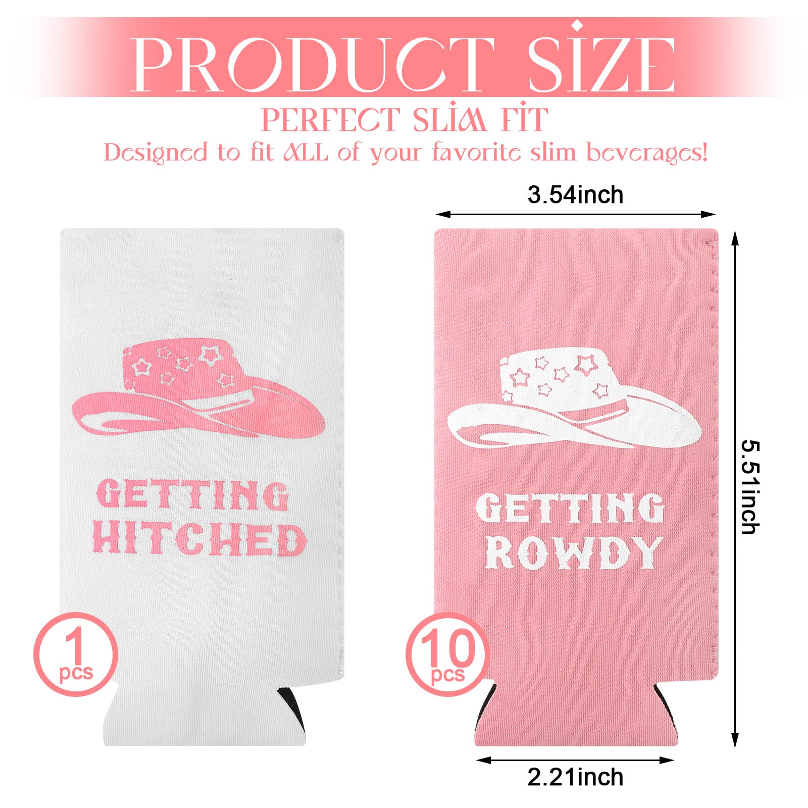 11-Piece Bachelorette Party Can Coolers Set - Insulated Neoprene Drink Sleeves for Beer & Soda Cans - 