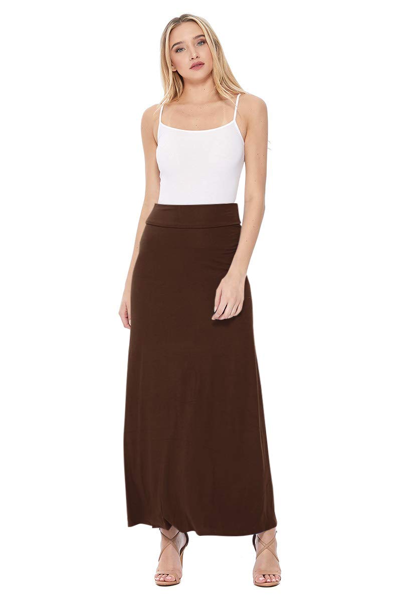 FashionJOA Women's Stretchy Flowy Maxi Skirt with Elastic Waistband - Comfortable & Stylish Summer Beach Dress for Casual Outings, Vacations & Boho Fashion