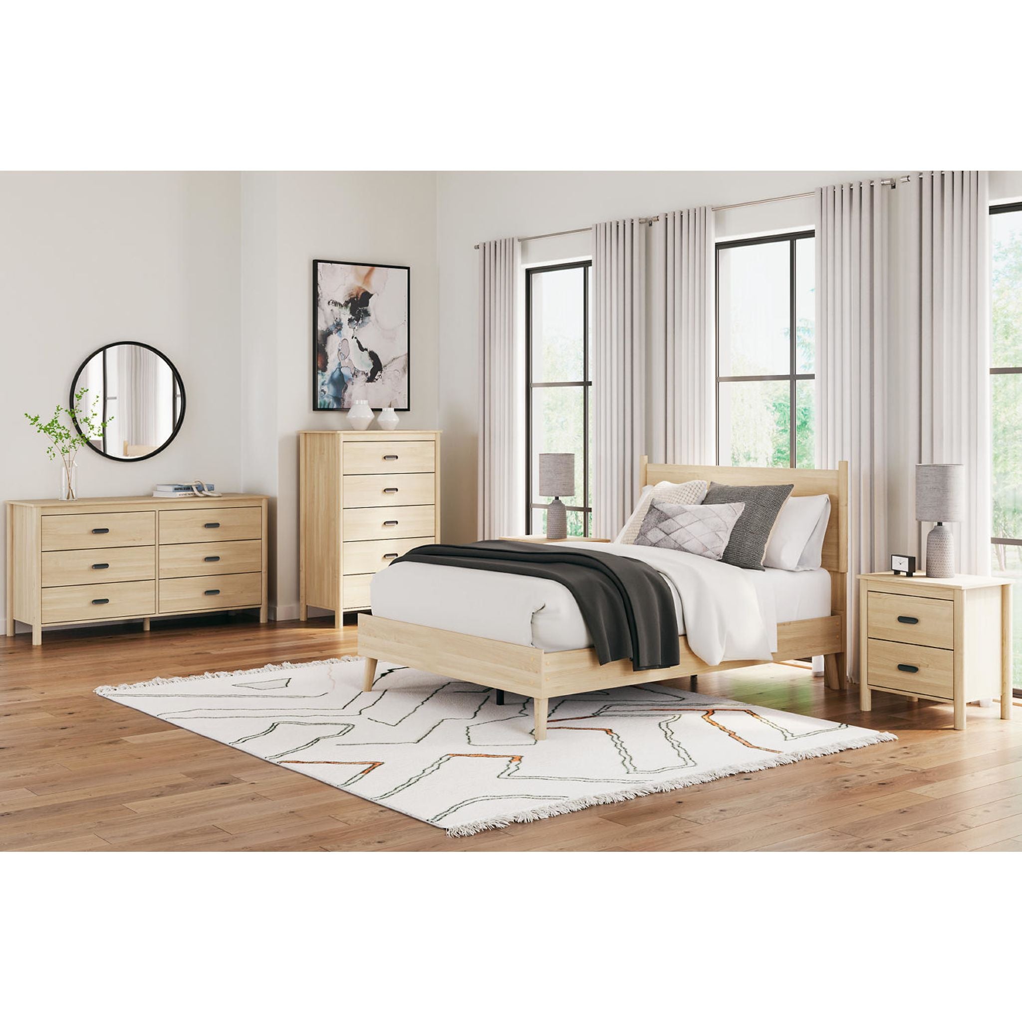 Cabinella Full Size Platform Bed Frame - Sturdy Wooden Bed Base with Underbed Storage Space | Perfect for Modern Bedrooms, Guest Rooms & Small Apartments