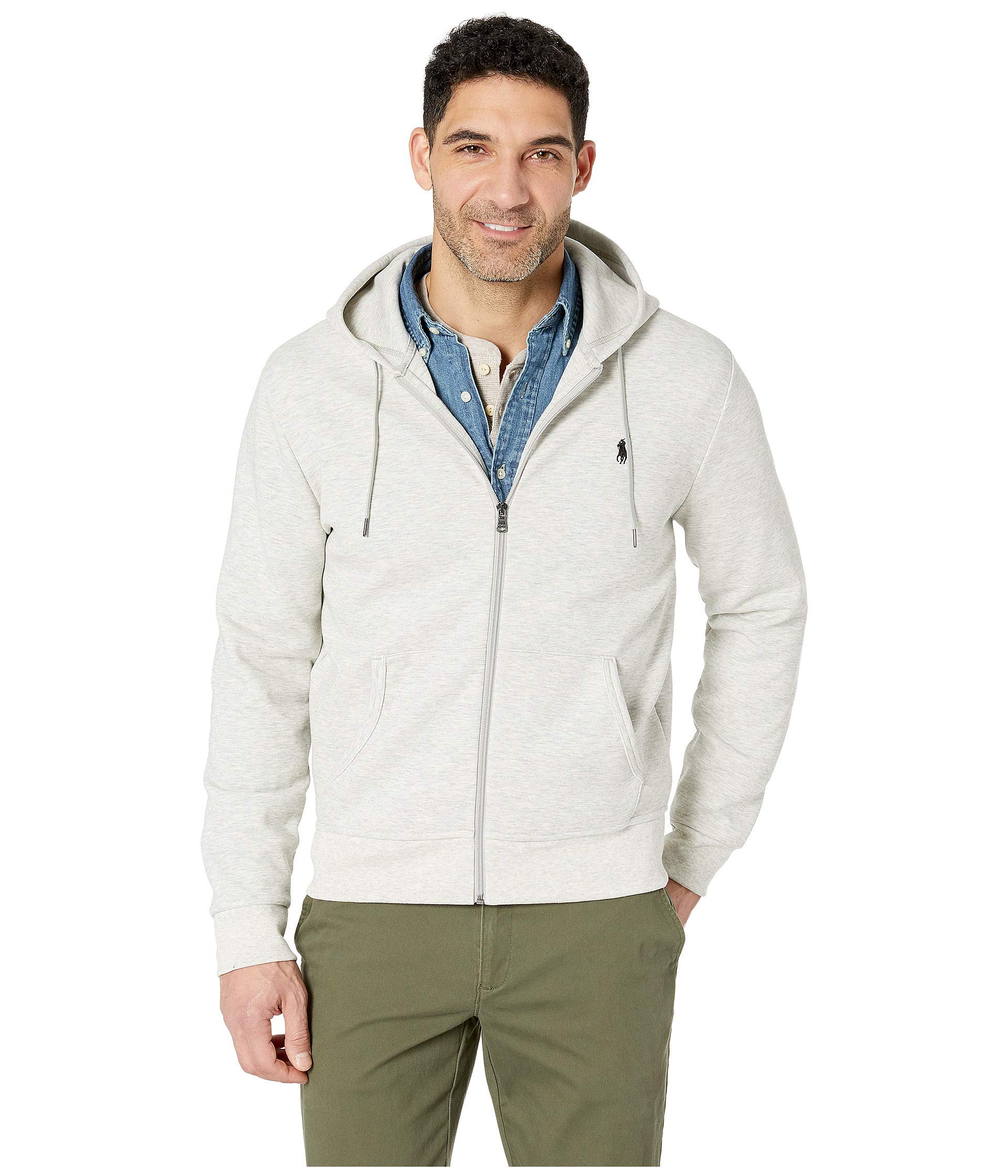 POLO RALPH LAUREN Men's Double-Knit Full-Zip Hoodie Sweatshirt | Lightweight Casual Pullover Jacket for Everyday Wear, Gym & Outdoor Activities