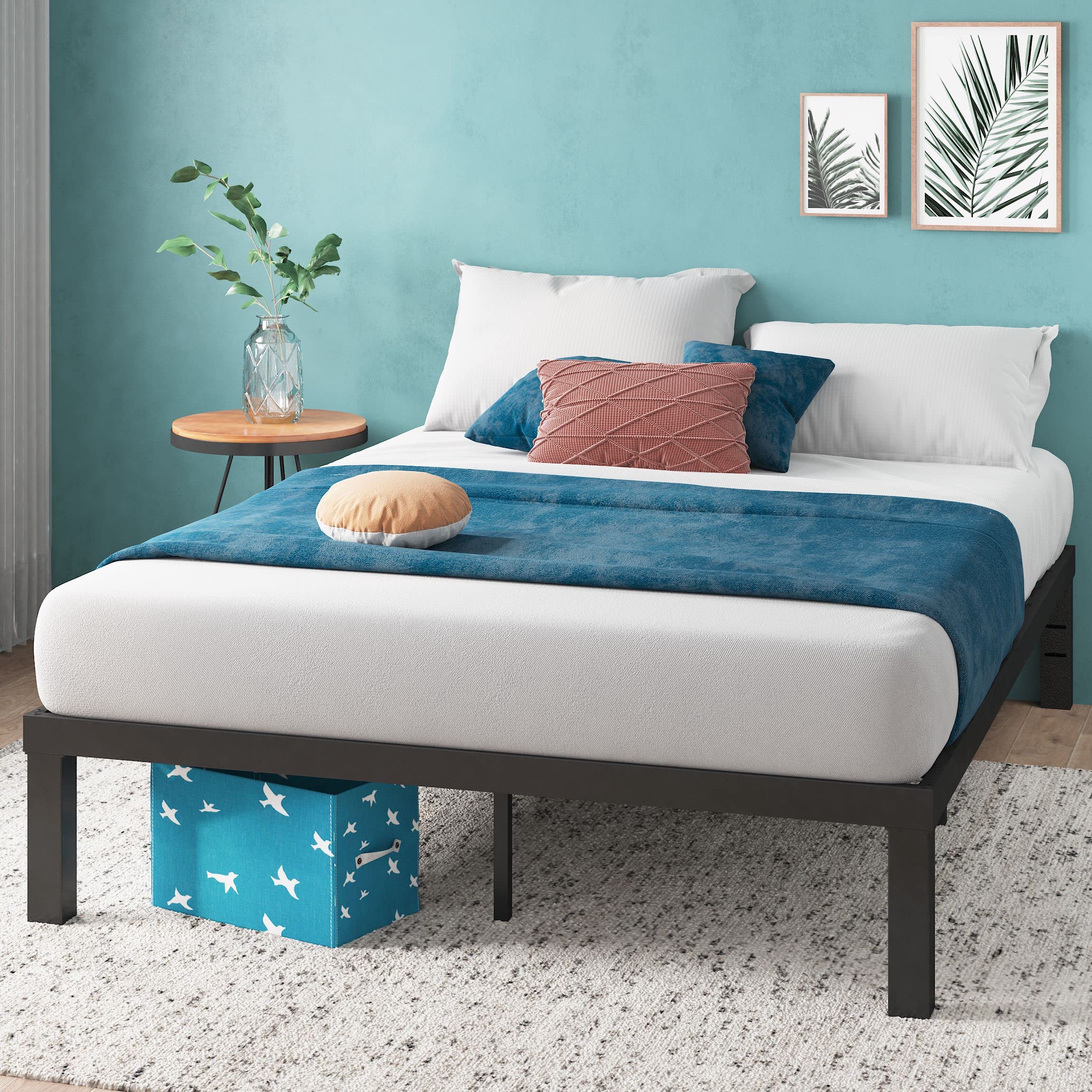 Zinus Luis 14 Inch Full Size Metal Platform Bed Frame with QuickLock Assembly & Steel Slat Support - Modern Design, No Box Spring Needed, Underbed Storage Space - Perfect for Small Bedrooms, Guest Rooms & Dorm Rooms