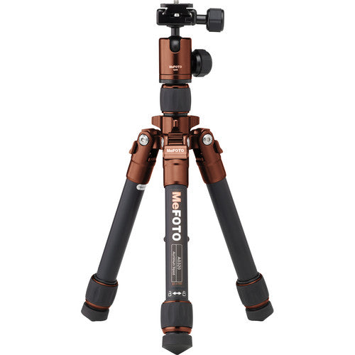 MeFOTO DayTrip Tripod Kit (Chocolate) - Compact Aluminum Travel Tripod with Ball Head for DSLR & Mirrorless Cameras - Perfect for Travel, Hiking & Outdoor Photography
