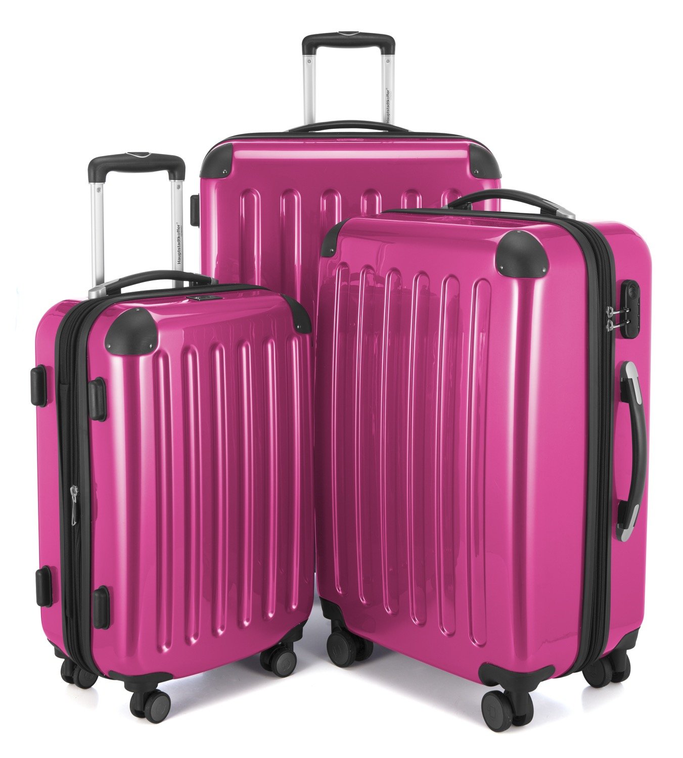 Premium 3-Piece Magenta Luggage Set by Hauptstadtkoffer - Stylish & Durable Suitcases for Travel, Business Trips & Vacations