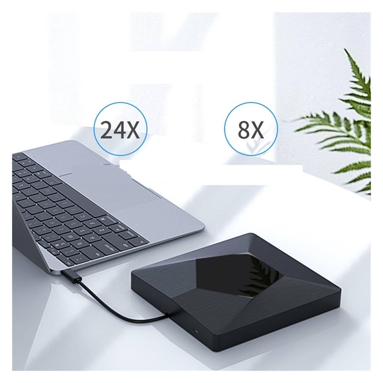 External DVD Drive USB 3.0 - Portable CD/DVD Burner for Laptop, Desktop, Mac & PC | Fast Data Transfer | Plug & Play | Compatible with Windows/Mac | Perfect for Movies, Software Installation & Data Backup