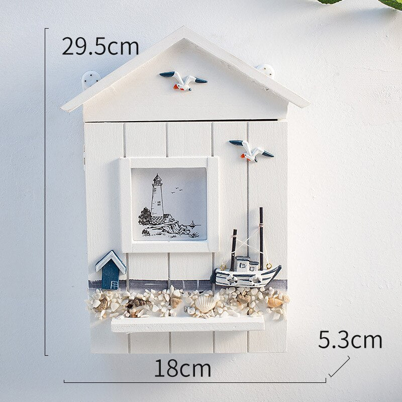 Nautical Wooden Seabird Wall Shelves - Rustic Coastal Decor for Beach House, Living Room & Bathroom Storage