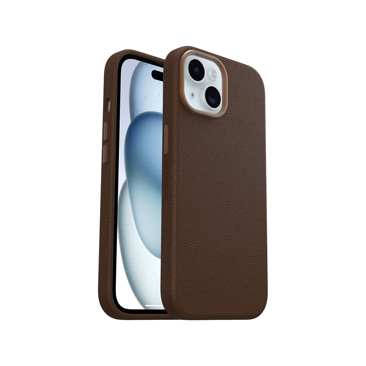 OtterBox Symmetry Cactus Leather Phone Case for iPhone 15/14/13 - Premium Vegan Leather Protective Cover, Slim Fit, Shockproof & Scratch Resistant - Perfect for Work, Travel & Everyday Use (Brown)