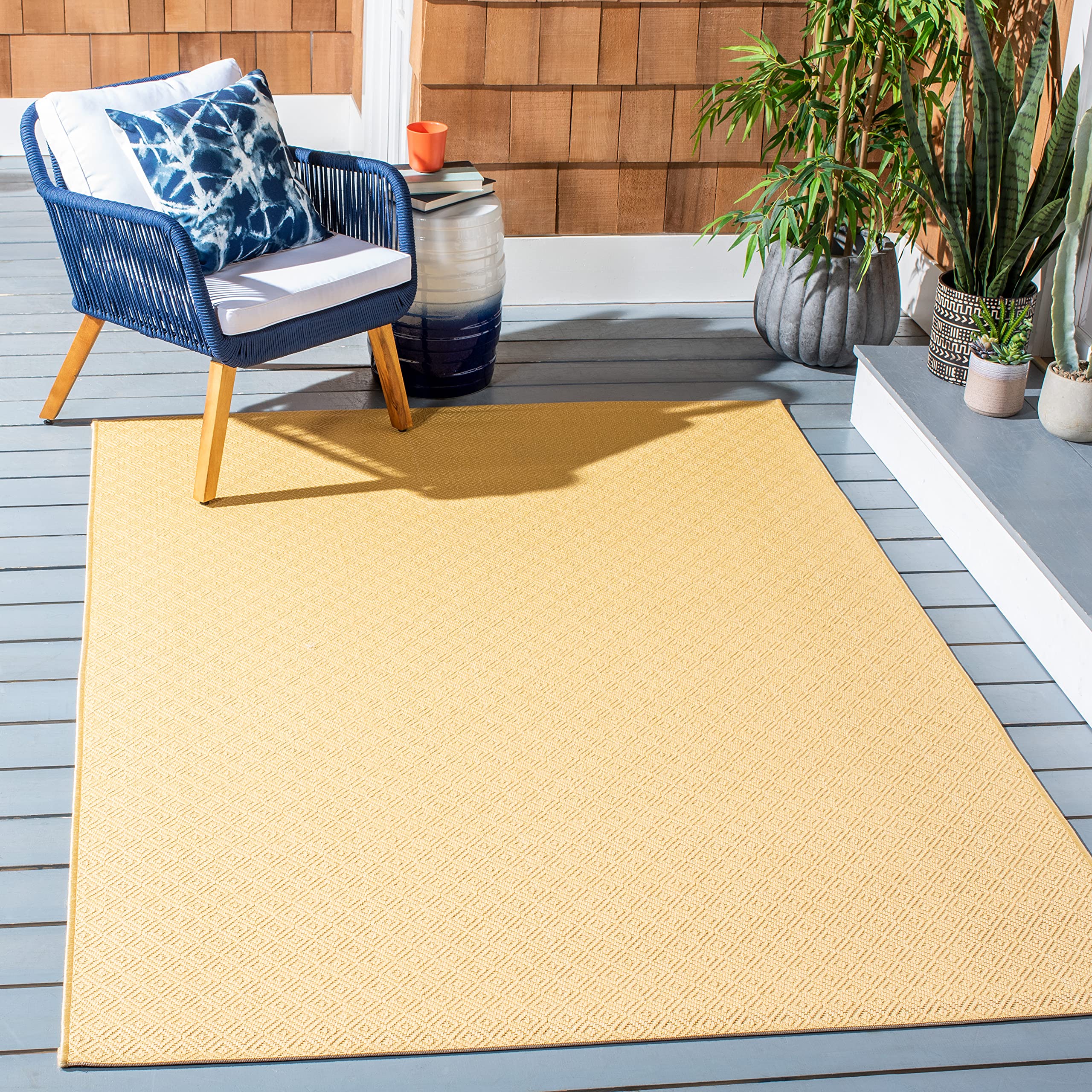 SAFAVIEH Courtyard Collection 8' x 10' Gold/Gold CY6520 Indoor Outdoor Waterproof Rug - Easy to Clean, Stain Resistant for Patio, Backyard, Mudroom, Porch & Deck