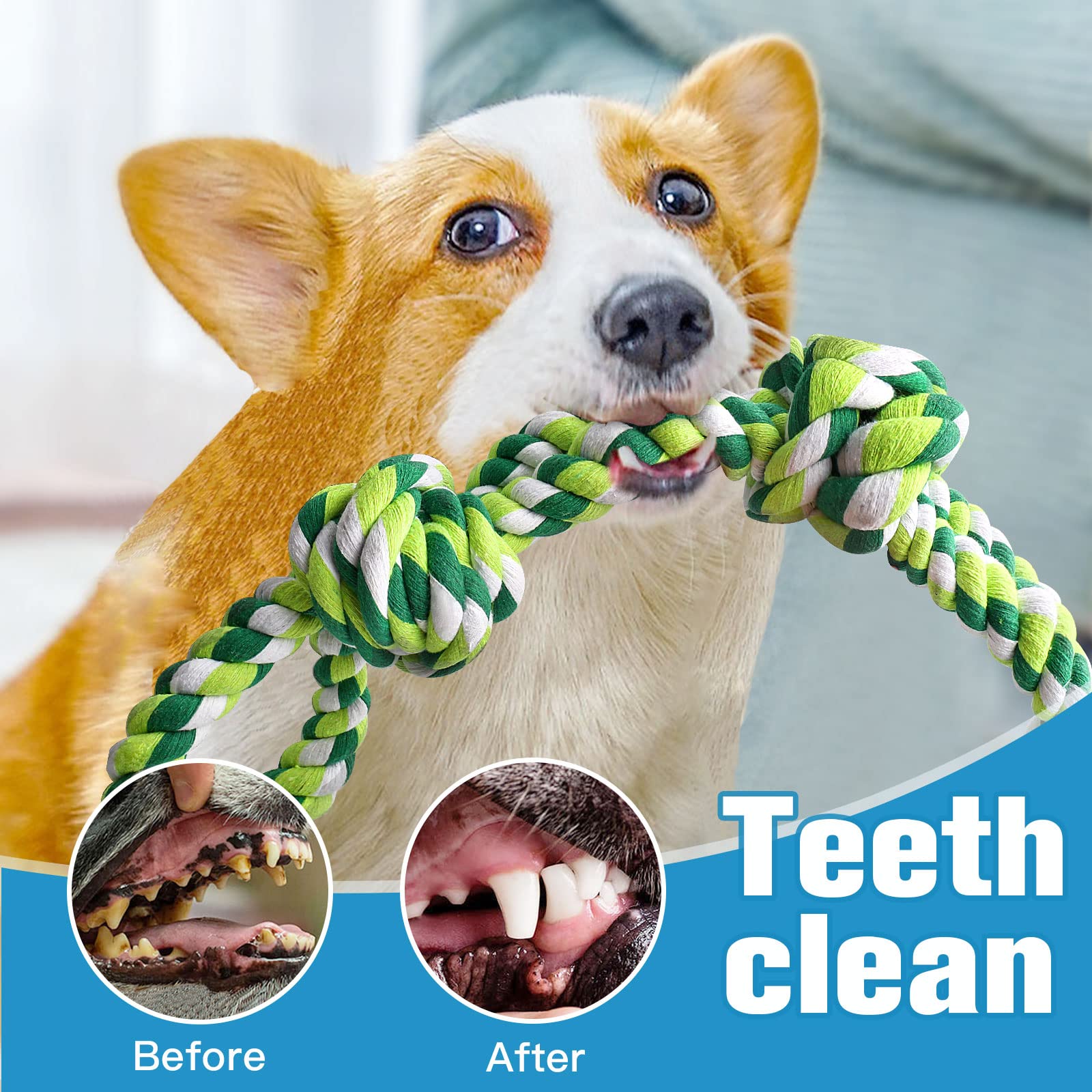 UPSKY Durable Dog Rope Toys - 2 Pack Nearly Indestructible Chew Toys for Medium & Large Breed Dogs | Dental Cleaning, Tug-of-War, Teething Relief | Perfect for Aggressive Chewers & Boredom Busters - Great for Playtime, Training & Outdoor Activities
