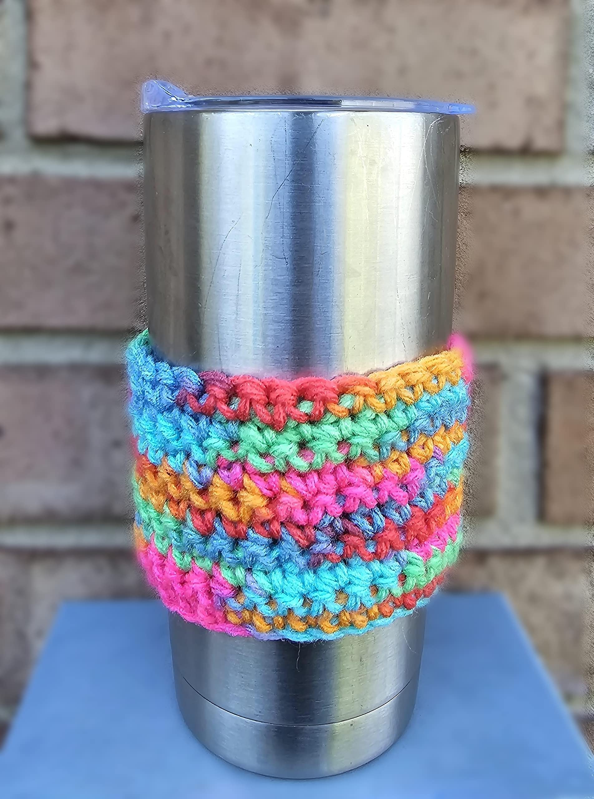 Insulated Crochet Cup Sleeve for Hot & Cold Drinks - Reusable Coffee & Tea Holder Cozy, Large Size | Perfect for Coffee Shops, Office Commute & Travel