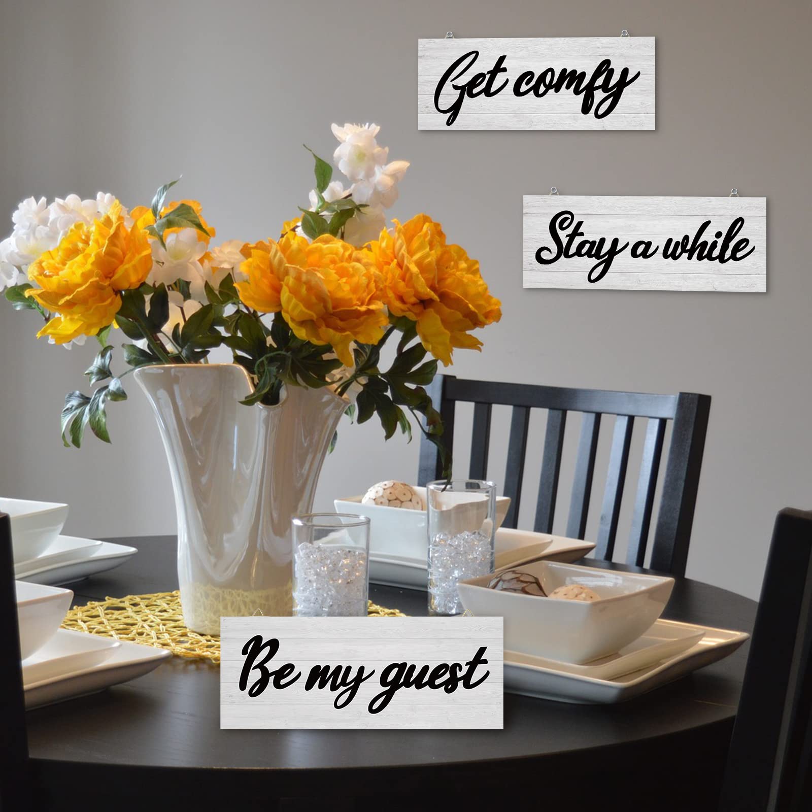 Maitys 3-Piece Guest Room Wall Decor Set - Rustic Wood 'Stay A While' Bedroom Signs for Home, Living Room & Guestroom - Perfect for Farmhouse, Airbnb and Hospitality Spaces