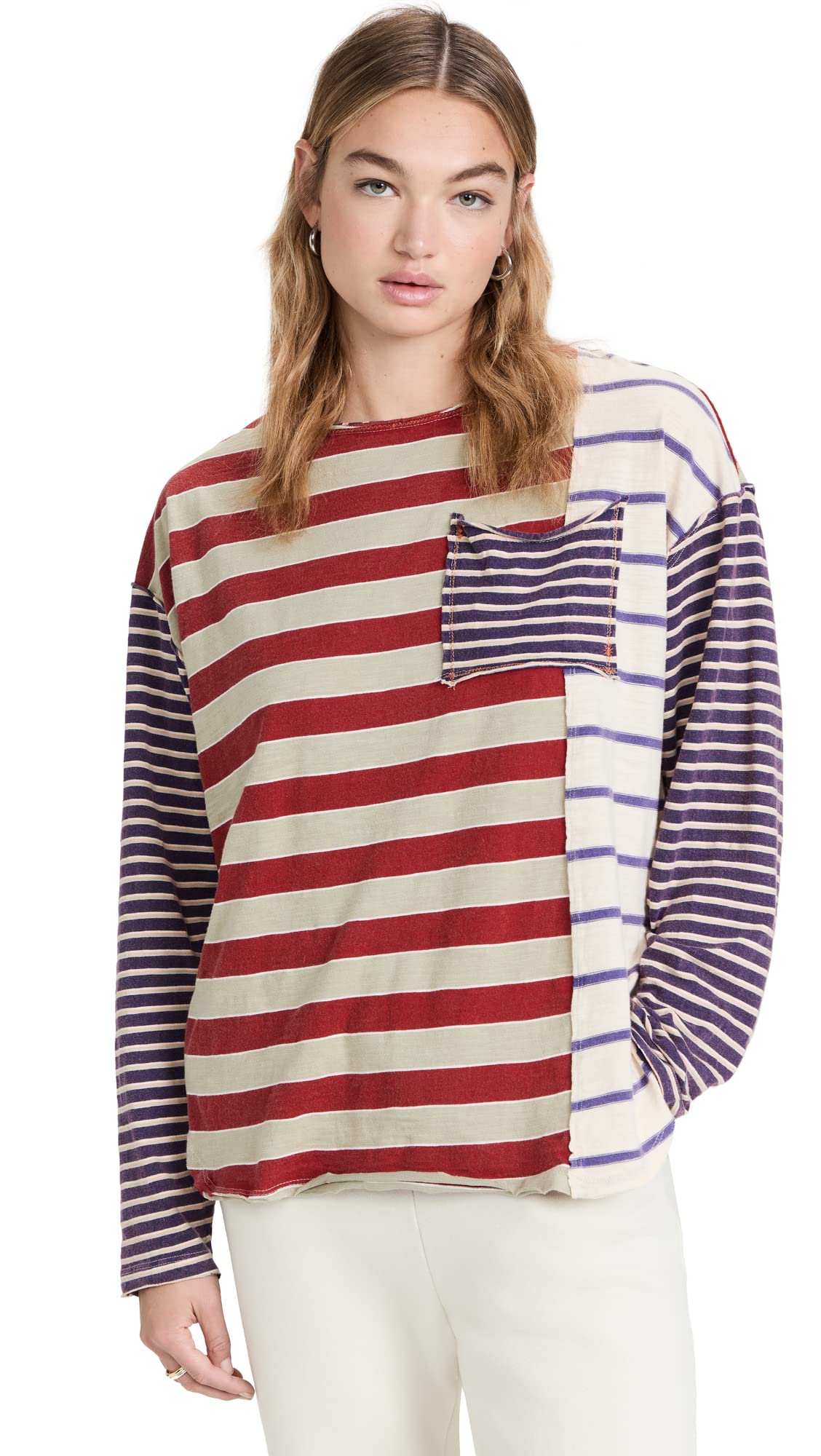 Free People Women's Striped Preppy T-Shirt - Casual Short Sleeve Cotton Top for Everyday Wear | Perfect for School, Work, and Weekend Outings