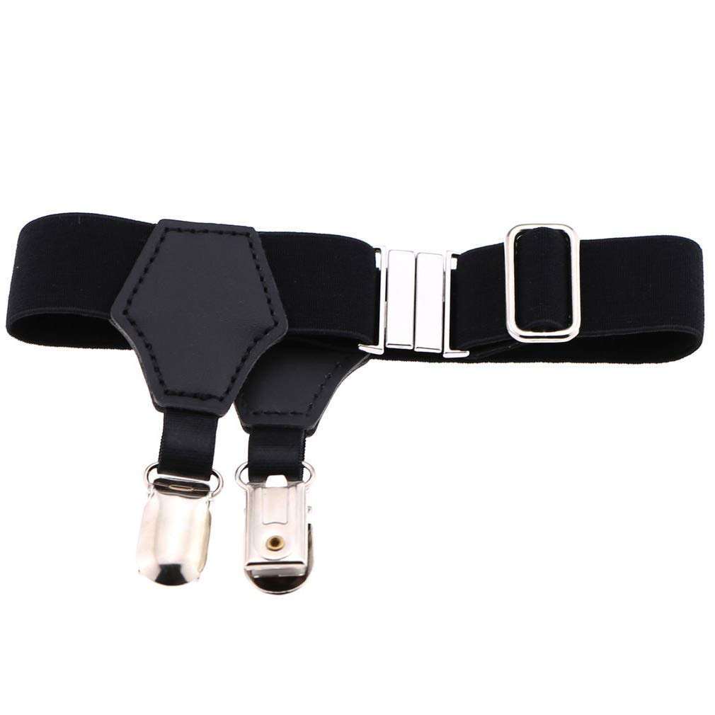 Adjustable Men's Sock Garters Belt with Sturdy Duckbill Buckle - 1-Pack Black Sock Suspenders for Formal Wear & Vintage Style