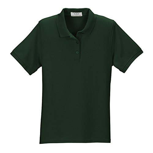 VANTAGE Women's Soft-Blend Pique Polo Shirt - Large Size in Dark Forest Green | Comfortable Casual & Work Wear for Women