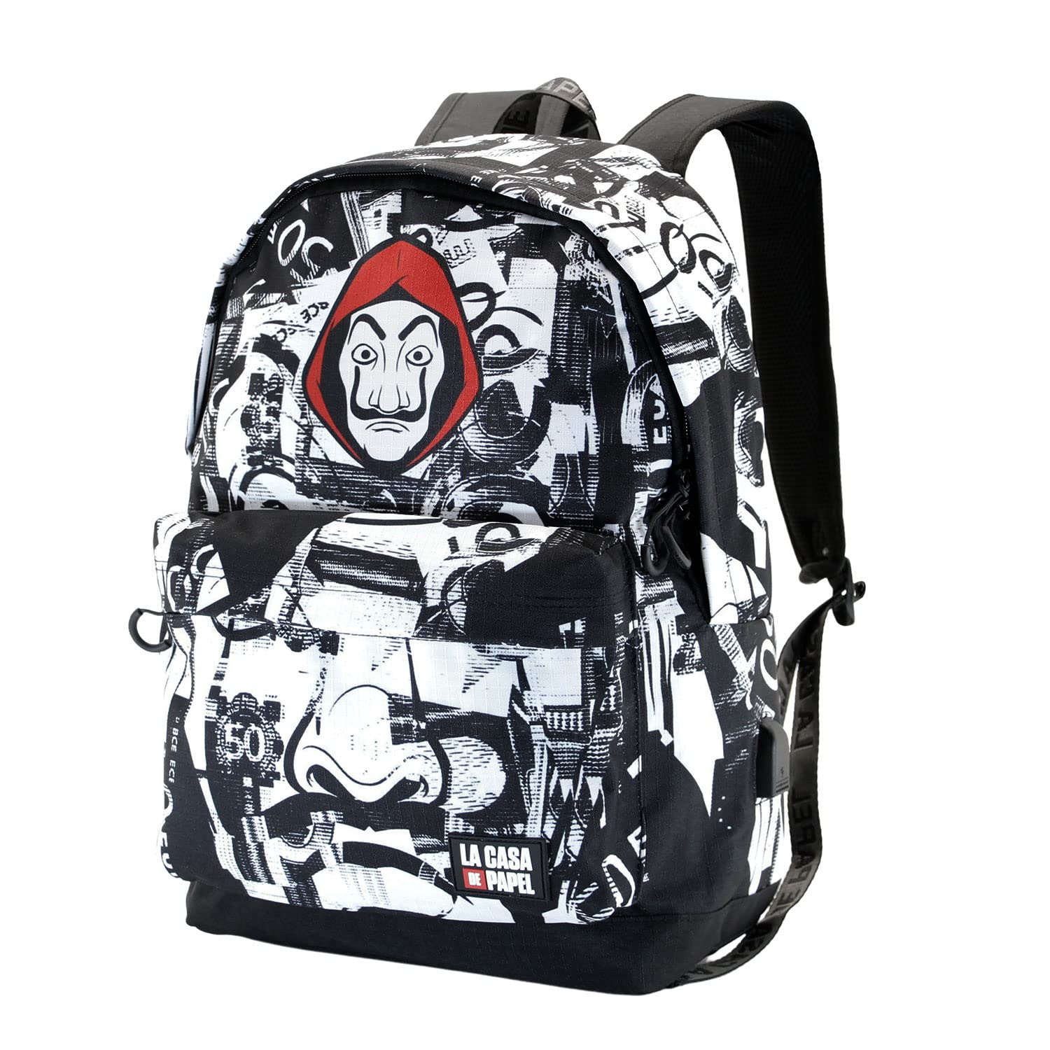Money Heist La Casa de Papel Backpack - 30 x 45 cm, 23.8L Capacity, Black - Perfect for School, Travel & Cosplay Fans