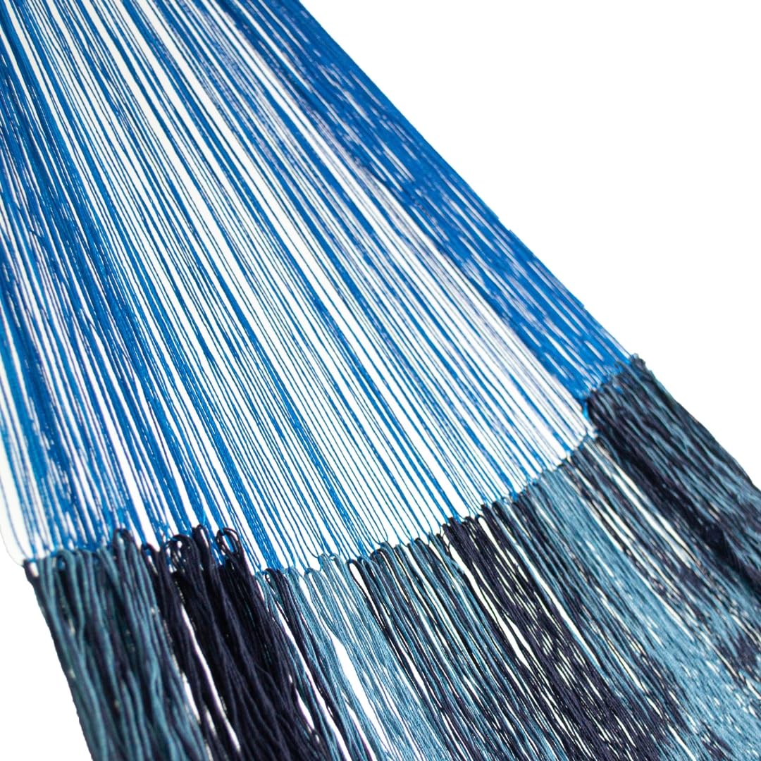 Handmade Yucatan Hammock - Double Size (2-Blues) - Premium Cotton Hammock for Outdoor, Camping & Backyard Relaxation