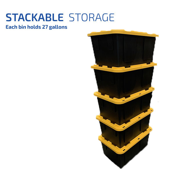 27 Gallon Lockable Storage Bins - Set of 5 | Secure Plastic Storage Containers for Home, Garage & Office Organization