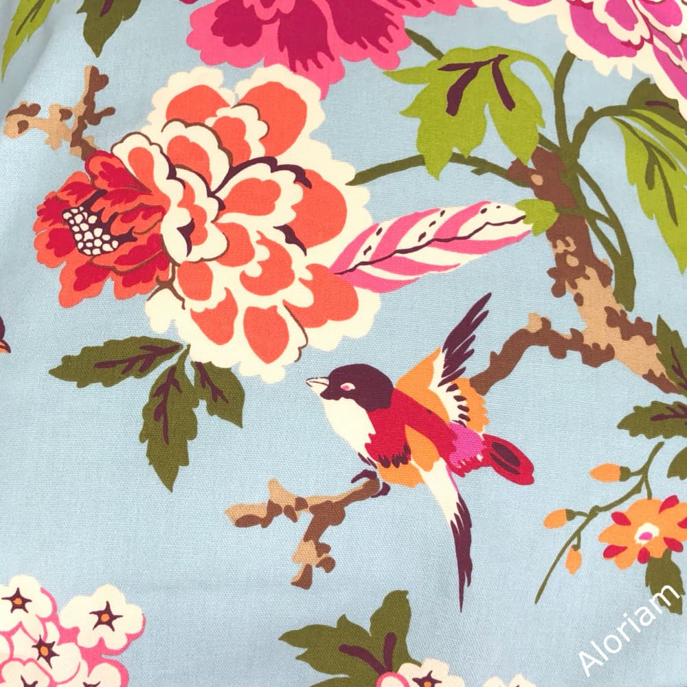 Chloe III Decorative Pillow Cover - Blue, Orange, Pink, Green Floral Birds Print - Perfect for Living Room, Bedroom & Home Decor