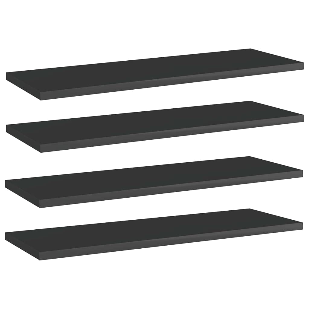 4-Pack High Gloss Black Bookshelf Replacement Panels - Floating Shelf Boards for Bookcase Storage & Display - Durable Organizer Shelves for Home, Office & Retail Use