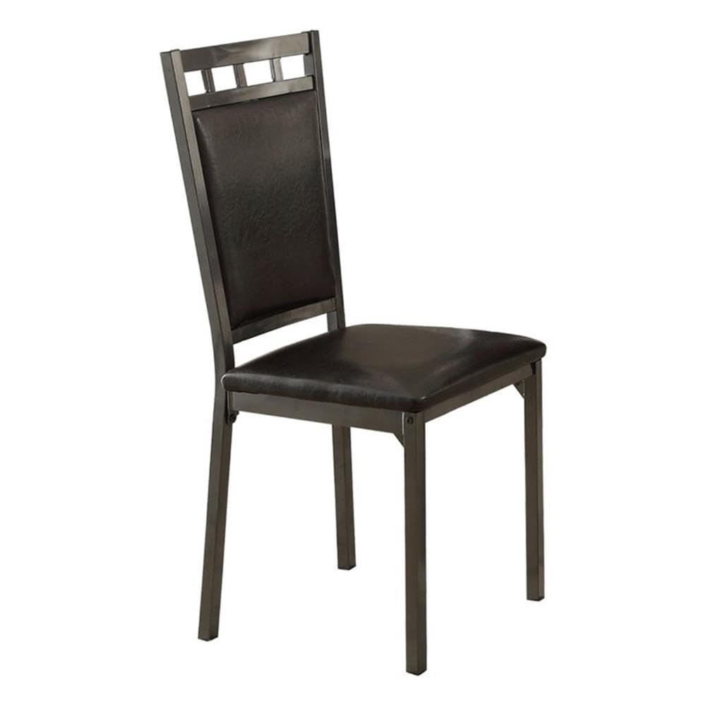 Homelegance 5-Piece Black Dining Table Set for 4 with Metal Frame Chairs & Faux Leather Seats - Perfect for Kitchen, Breakfast Nook, Small Spaces & Compact Dining Areas - Regular Height Dining Room Furniture Set