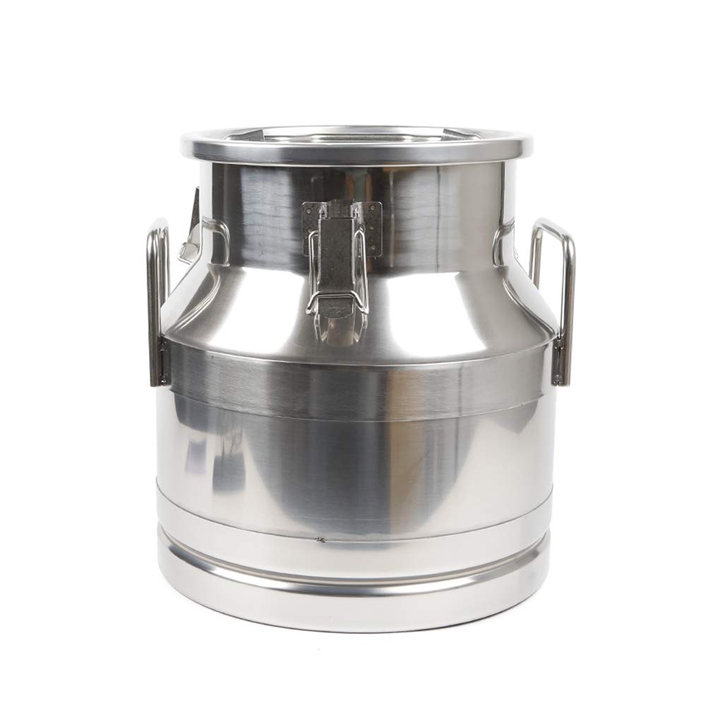 20 Liter Stainless Steel Milk Can - 5.25 Gallon Heavy Duty Metal Pail with Airtight Lid for Milk, Wine & Liquid Storage - Perfect for Dairy Farms, Home Brewing & Commercial Food Service