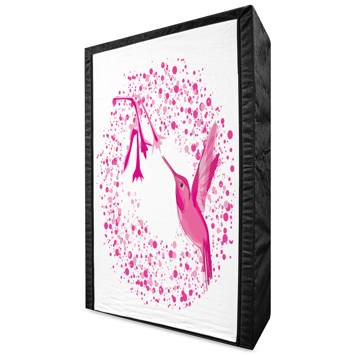Ambesonne Hummingbird Portable Fabric Wardrobe - Pink Fuchsia Clothing Organizer with Shelves, 42.5